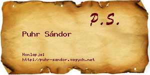Puhr Sándor névjegykártya